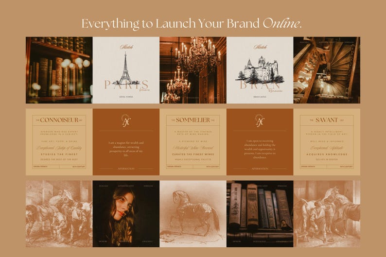 Step into sophistication with The Antiquarian. From vintage vibes to equestrian elegance, these 300 stunning Canva templates are fully customizable to match your brand identity or stand out with a classic aesthetic.