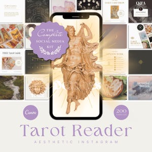 Tarot Social Media Template Bundle, Minimalist Aesthetic Instagram, Psychic, Clairvoyant, Mystic Healing, Spiritual Coach, French Available