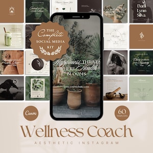 Wellness Coach, Holistic Coach, Health Coach, Self-Care Coach, Meditation Coach, Canva Social Media, Instagram Template, Mindfulness IG