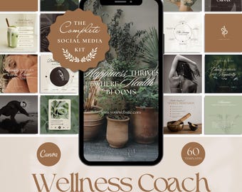 Wellness Coach, Holistic Coach, Health Coach, Self-Care Coach, Meditation Coach, Canva Social Media, Instagram Template, Mindfulness IG
