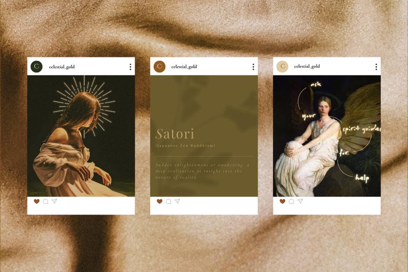 Celestial Gold Spiritual Coach Social Media Template Bundle, Wellness Coach, Life Coach, Health & Wellness, Ethereal Instagram. Dark Moody image 5
