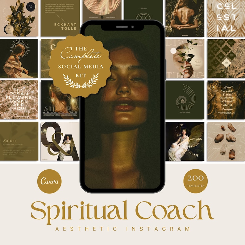 Transform your social media with 200 ethereal templates blending antique gold, dark fantasy, and spiritual wellness. Perfect for creating moody, luxurious visuals that captivate and inspire.