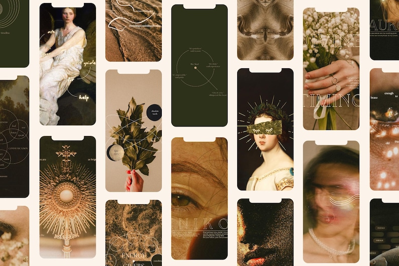 Celestial Gold Spiritual Coach Social Media Template Bundle, Wellness Coach, Life Coach, Health & Wellness, Ethereal Instagram. Dark Moody image 13