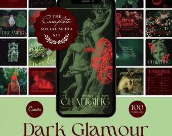 Dark Feminine Social Media Templates, Red Instagram, Dark Mood Aesthetic, Femme Fatale, Divine Feminine, Ophelia Dark Academia, Gothic,Nymph