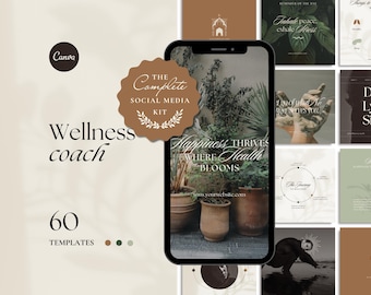 Wellness Coach, Holistic Coach, Health Coach, Self-Care Coach, Meditation Coach, Canva Social Media, Instagram Template, Mindfulness IG