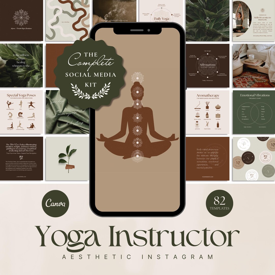 Yoga Social Media Templates, Canva Templates, Instagram Posts, Editable ...
