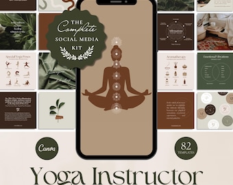 Yoga Social Media Templates, Canva Templates, Instagram Posts, Editable in Canva, Holistic Health, Yoga Studios, Wellness, Meditation