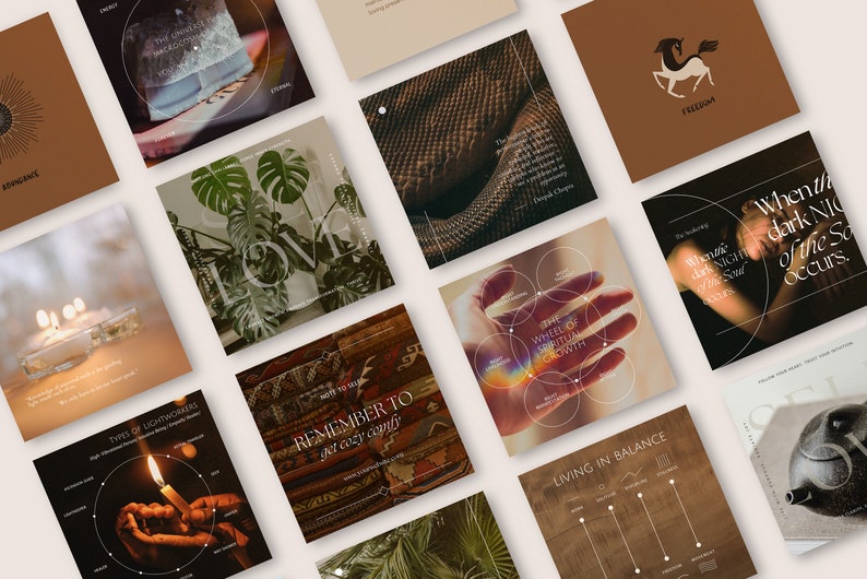 Impress your followers with the "Spiritual Coach" bundle's engaging templates. From lightworker definitions to spiritual leader quotes, these designs are crafted to inspire and captivate your audience.