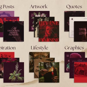 Craft a captivating, shadow-drenched feed with 235+ social media templates inspired by herbal folklore, mystic illustration, and vintage academia. A must-have for witches, wordsmiths, and dark aesthetic storytellers.