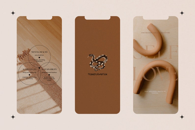 Boost your online presence with the "Spiritual Coach" Instagram templates. Featuring a rustic and natural aesthetic, these designs are perfect for wellness coaches, spiritual guides, and holistic health enthusiasts.