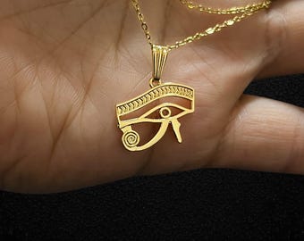 黄金のホルスの目ペンダントネックレス - 古代エジプトのジュエリー