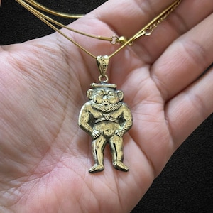 Starożytny naszyjnik z wizerunkiem Boga Besa, mosiężny egipski amulet ochronny