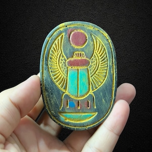 Handcrafted Egyptian Scarab Stone Replica: Symbol of Protection & Renewal
