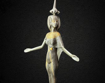 黄金のセルケト像 エジプトの守護と癒しの女神 - 手作りの古代の