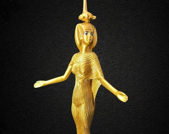 黄金のセルケト像 エジプトの守護と癒しの女神 - 手作りの古代の