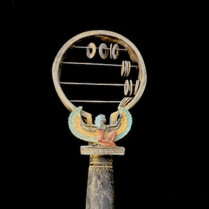 エジプト製、ハトホル女神の神聖なシストラム（魔法の古代エジプト楽器