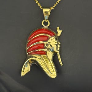 Tutankhamun Pharaoh Pendant Necklace: Handmade Egyptian Revival Jewelry
