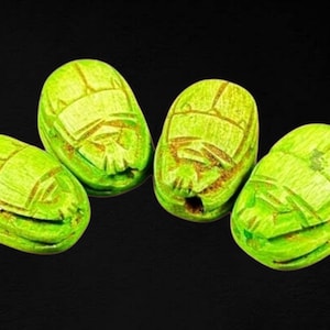 Rare Tutankhamun revival Egyptian Scarab Amulet Precious Scarab Good Luck Set Egyptian revival inlay Beetle Scarab Made In Egypt