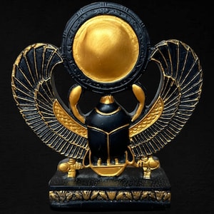 Scarab Beetle Sculpture Symbol of Renewal with a sun disk Winged Scarab Beetle Khepri Handmade Scarab statue Scarab figurine Made in Egypt