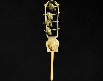 ユニークなイシス銅製シストラム古代エジプトの神聖な楽器ステンレス製