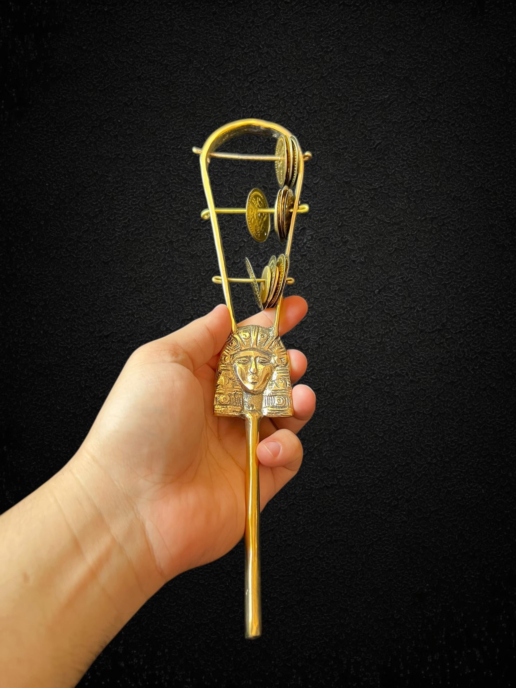 Handmade Egyptian Hathor Brass Sistrum Goddess of Music & Love Rattle ...