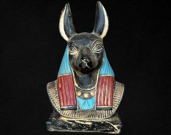 Handcrafted Anubis Bust Statue: Egyptian God Sculpture