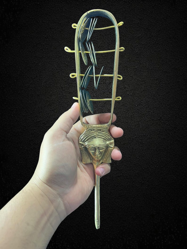 Rare Ancient Egyptian Brass Sistrum With Hathor Head Authentic Replica ...