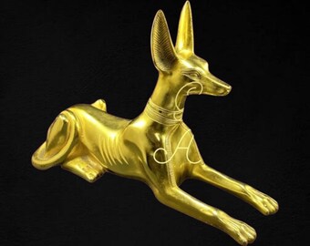 Golden Anubis Statue Egyptian god Anubis Sculpture gold color Egyptian Precious Anubis statue Ancient Egyptian Anubis Made In Egypt