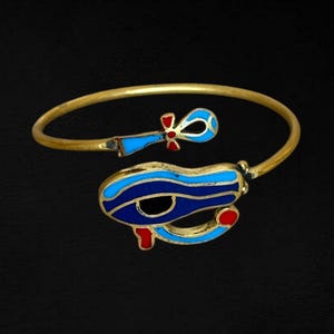 Eye of Horus Copper Bracelet: Ankh Key of Life, Egyptian Relic