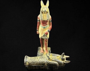 ヴィンテージ アヌビス サルコファガスとミイラの箱 - 古代エジプト神