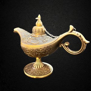 Lámpara mágica única de Aladino, lámpara de genio, lámpara de aceite antigua, decoración de latón, lámpara de ginebra, regalo, regalos vintage, lámpara mágica grabada, hecha en Egipto.