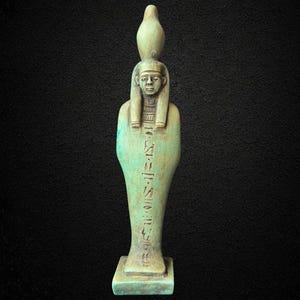 Handcrafted Osiris Statue: Egyptian God of Afterlife Decor, Green Finish
