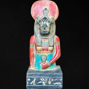 Rare Statue of Egyptian Goddess Sekhmet Stone figurine with Cobra home decor gift Sekhmet decorative Replica sculpture Made in Egypt