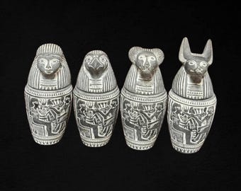 エジプトのカノプス壺セット：ポリストーン古代美術彫刻 - Etsy 日本