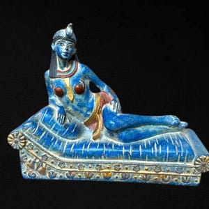 Limestone Queen Cleopatra Statue - Egyptian Throne Sculpture