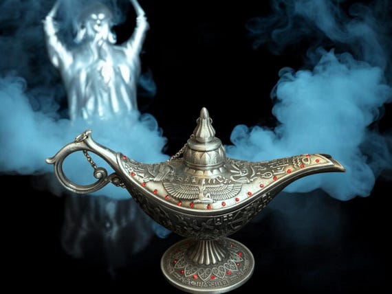 Engraved Brass Aladdin Lamp: Egyptian Magic Lamp, Vintage Home