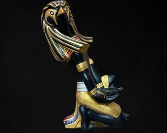 手作りのエジプト神ホルス像：神話彫刻 - Etsy 日本