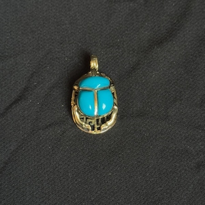 Gold Scarab Beetle Pendant: Egyptian Gem Amulet Necklace