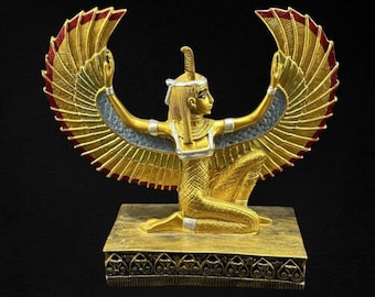 エジプトの女神マアト像：開いた翼、神話のシンボル