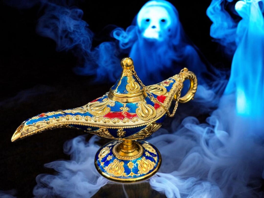Blue Aladdin Lamp: Vintage Genie Lamp, Arabian Nights Decor - Etsy