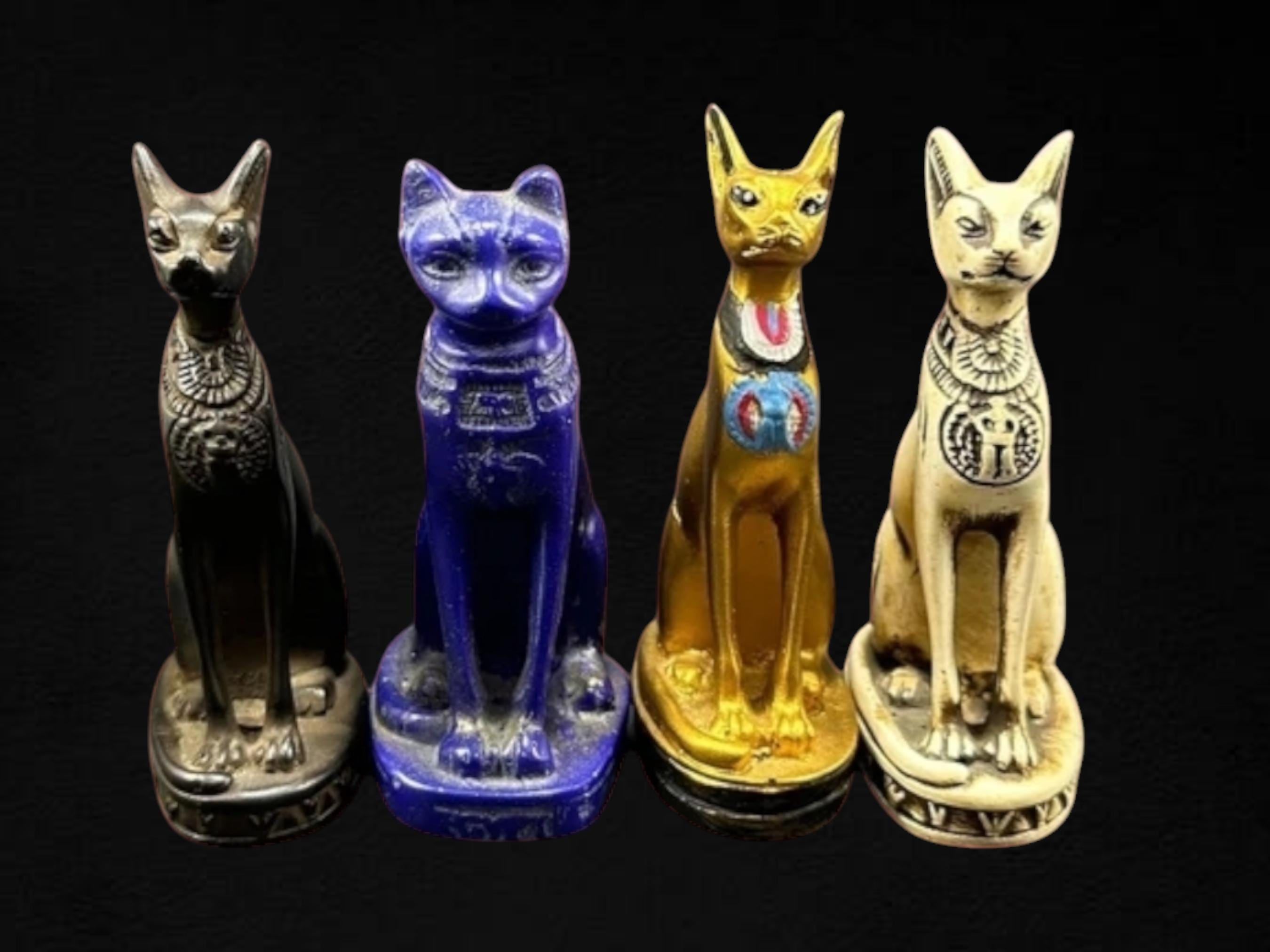 エジプトのバステト猫像セット：ヴィンテージホームデコレーションのお