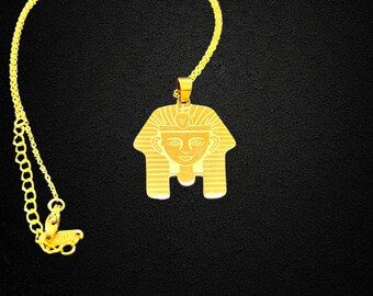 ゴールド真鍮製エジプトファラオペンダントネックレス、エジプト製古代 