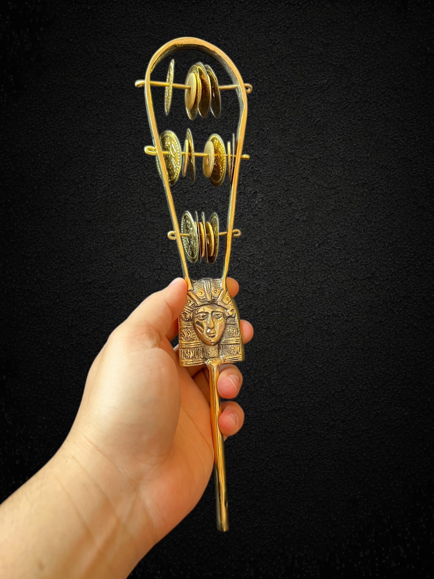 Handmade Egyptian Hathor Brass Sistrum Goddess of Music & Love Rattle ...