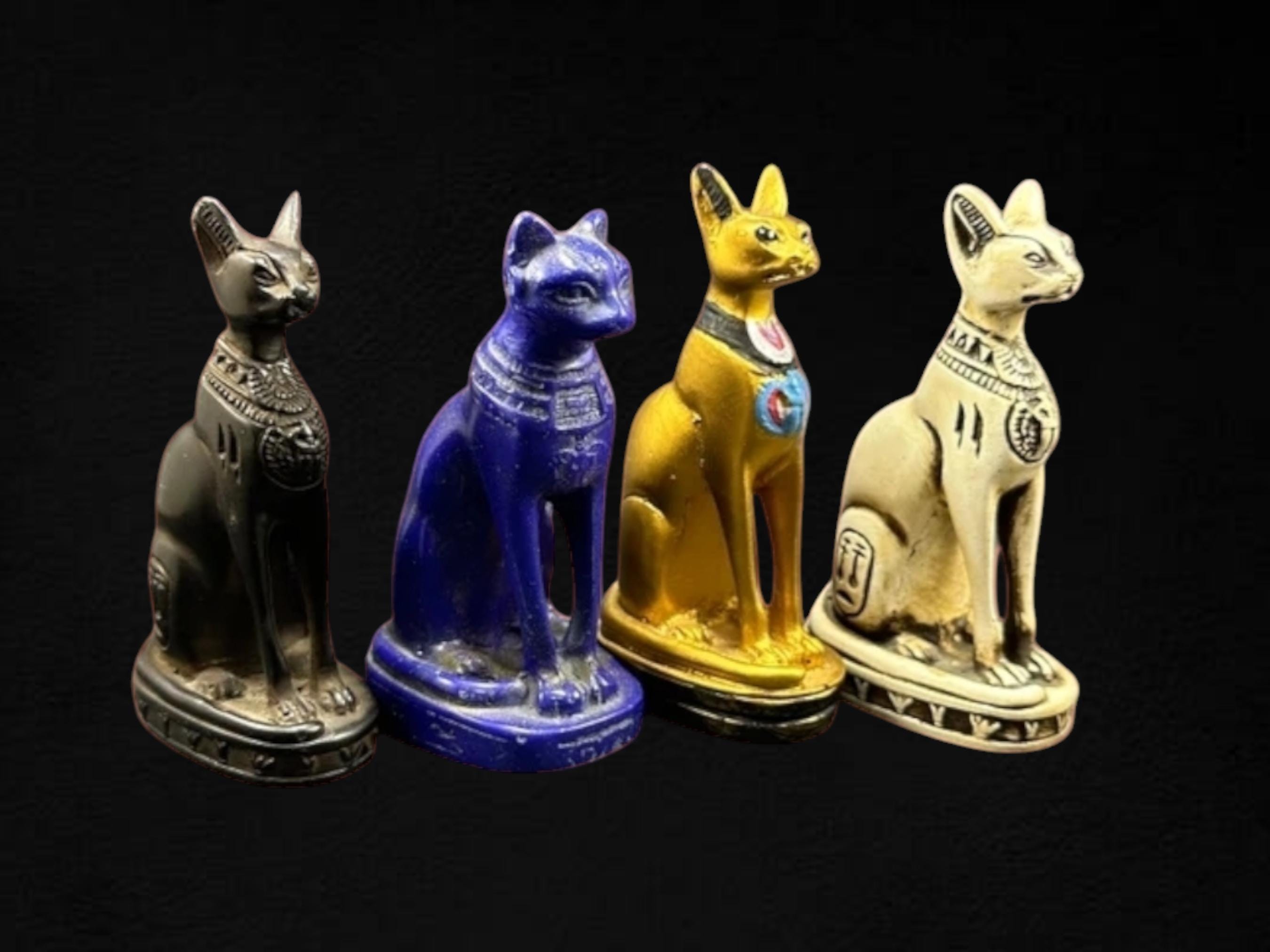 エジプトのバステト猫像セット：ヴィンテージホームデコレーションのお