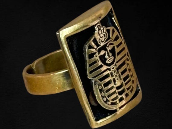 Anillo con sello de Tutankamón, ajustable, joyería del