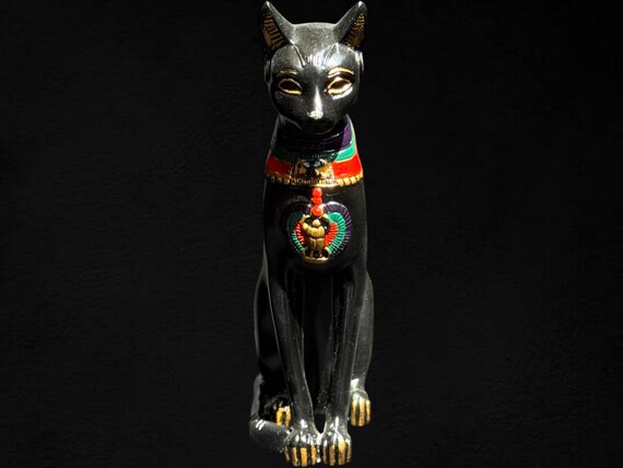 エジプトの猫バステト像：手作りスカラベ装飾レプリカ - Etsy 日本