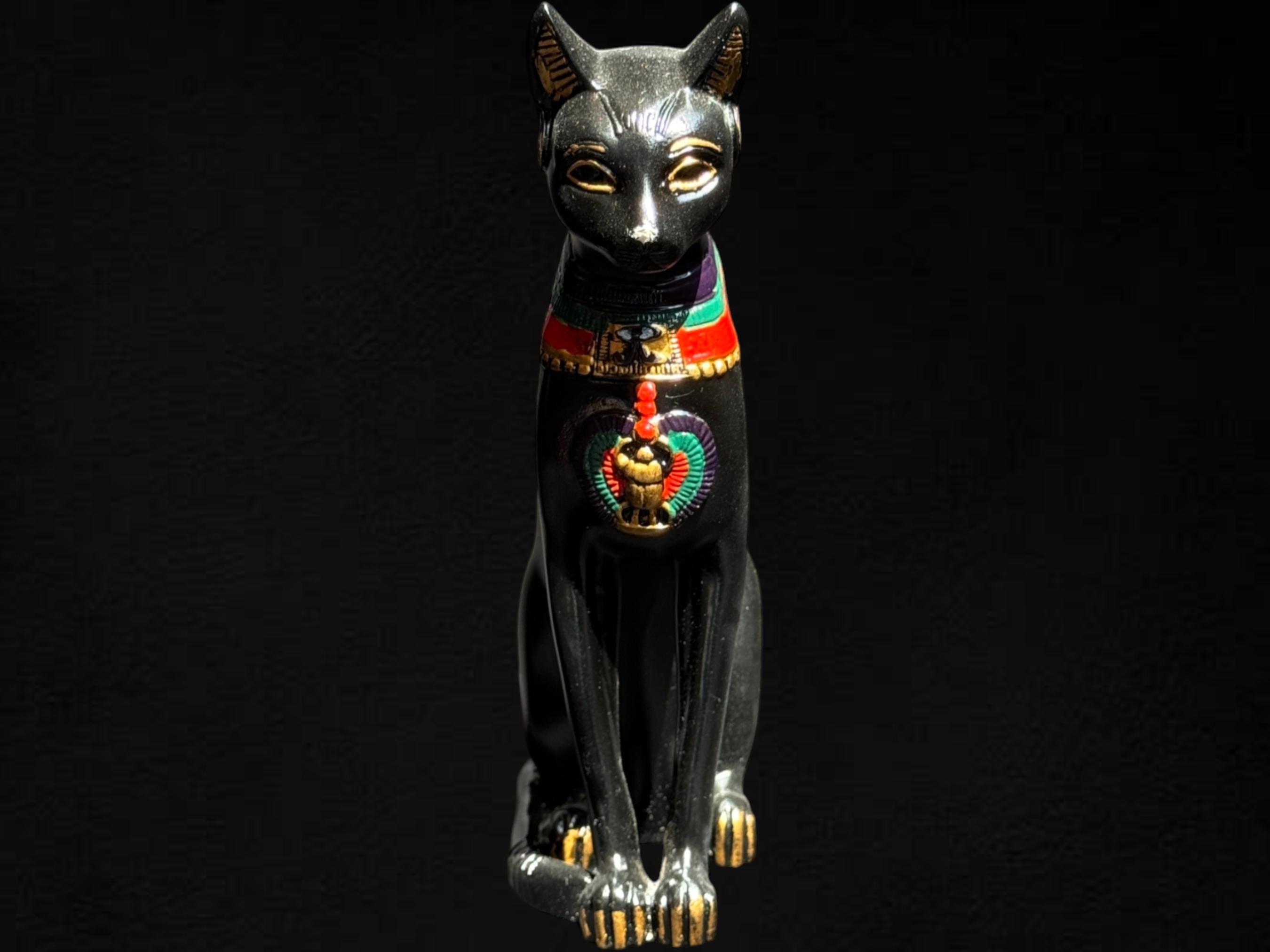 エジプトの猫バステト像：手作りスカラベ装飾レプリカ - Etsy 日本