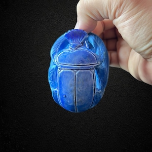 Egyptian Blue Scarab Amulet: Rebirth, Luck, Protection