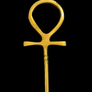 Brass Ankh Wand: Egyptian Key of Life Symbol, Altar Ritual Tool