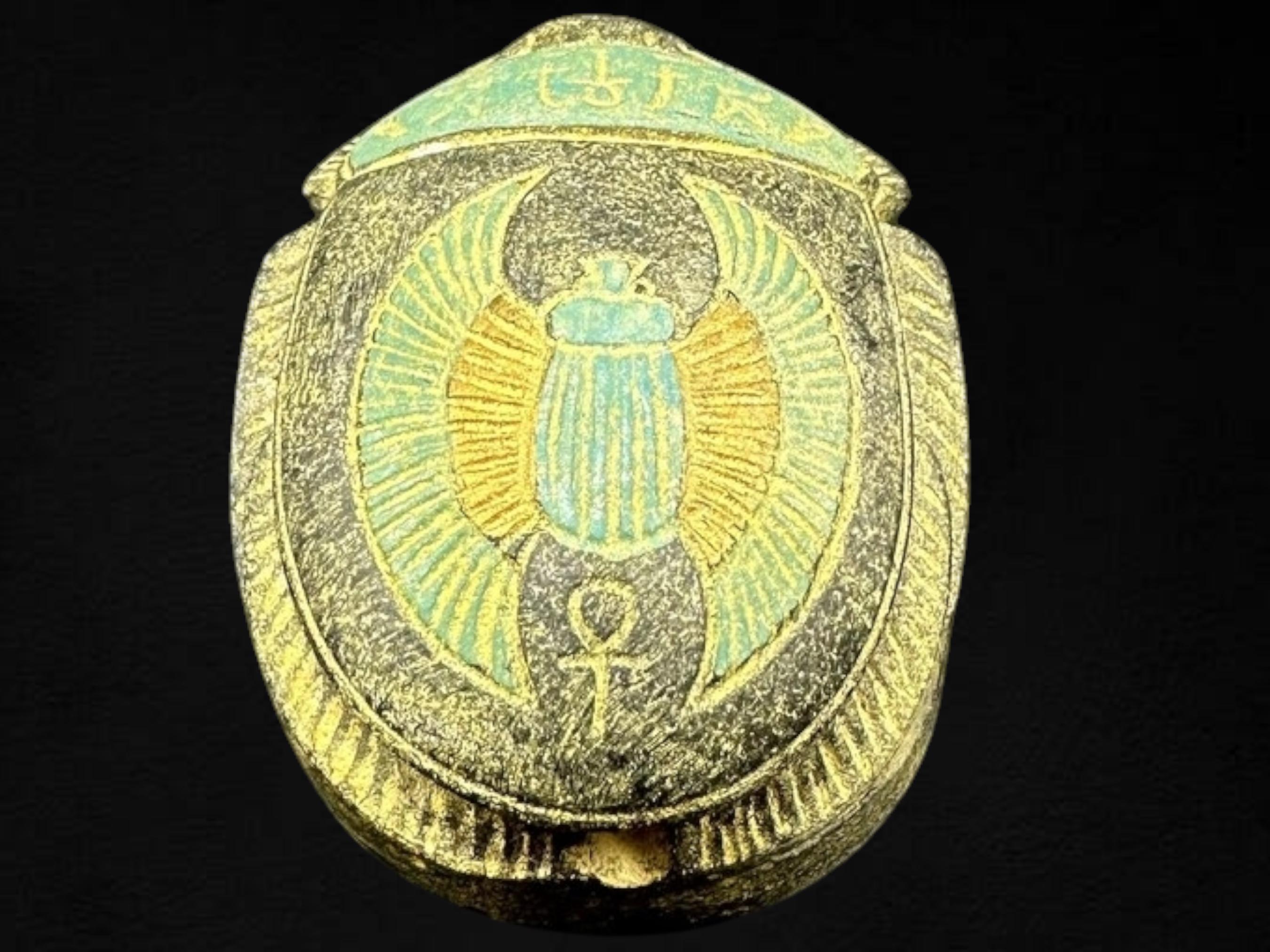 RARE ANCIENNE STATUE PHARAONIQUE EGYPTIENNE ANTIQUE Anubis SCARAB